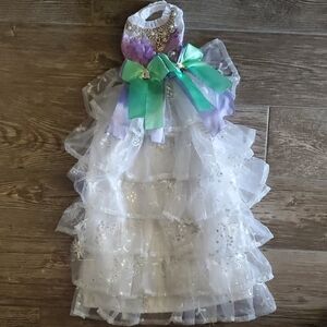 Homemade Elegant White and Purple Dog Dress Size X Small